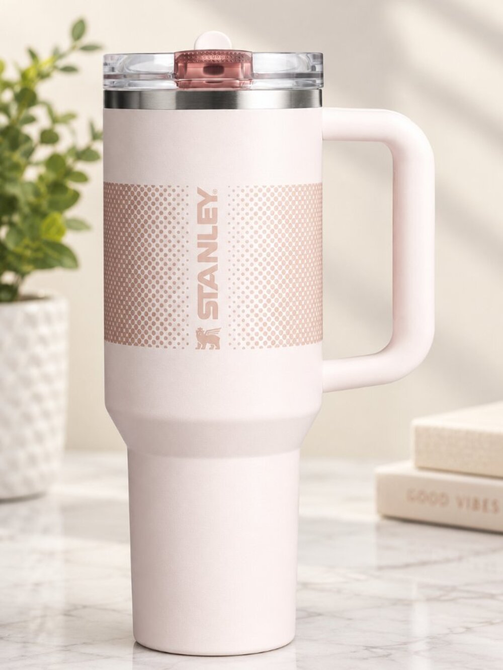 STANLEY Quencher ProTour Flipstraw Tumbler, 40 oz, Rose Quartz Fade